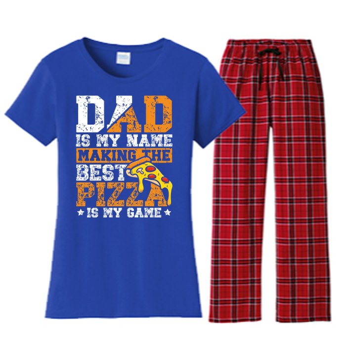 Funny Pizza Lover For Dad Humor For Father's Day Gift Women's Flannel Pajama Set