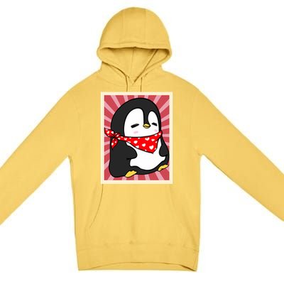 Funny Penguin Lovers Poster Style Heart Valentines Day Love Funny Gift Premium Pullover Hoodie