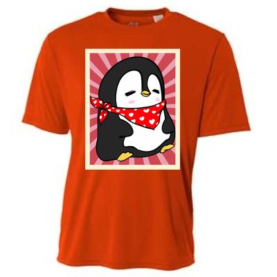 Funny Penguin Lovers Poster Style Heart Valentines Day Love Funny Gift Cooling Performance Crew T-Shirt