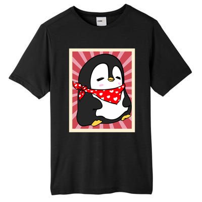 Funny Penguin Lovers Poster Style Heart Valentines Day Love Funny Gift Tall Fusion ChromaSoft Performance T-Shirt