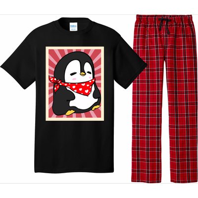 Funny Penguin Lovers Poster Style Heart Valentines Day Love Funny Gift Pajama Set