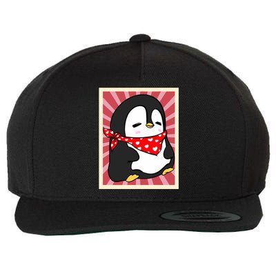 Funny Penguin Lovers Poster Style Heart Valentines Day Love Funny Gift Wool Snapback Cap