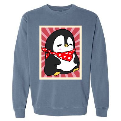 Funny Penguin Lovers Poster Style Heart Valentines Day Love Funny Gift Garment-Dyed Sweatshirt