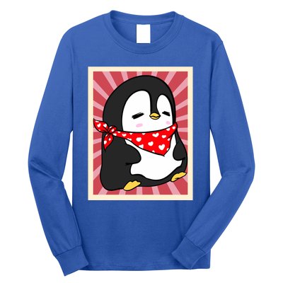 Funny Penguin Lovers Poster Style Heart Valentines Day Love Funny Gift Long Sleeve Shirt