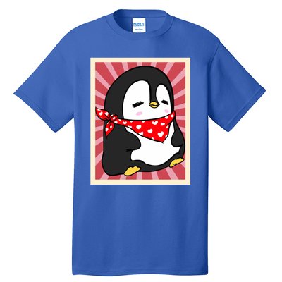 Funny Penguin Lovers Poster Style Heart Valentines Day Love Funny Gift Tall T-Shirt