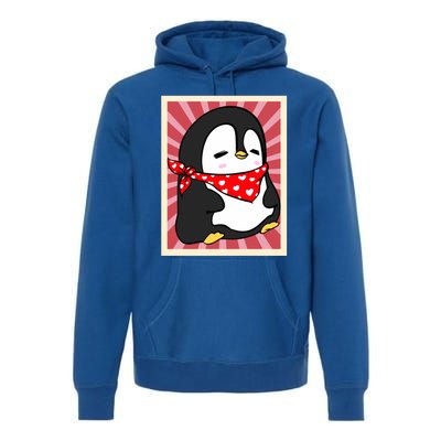 Funny Penguin Lovers Poster Style Heart Valentines Day Love Funny Gift Premium Hoodie