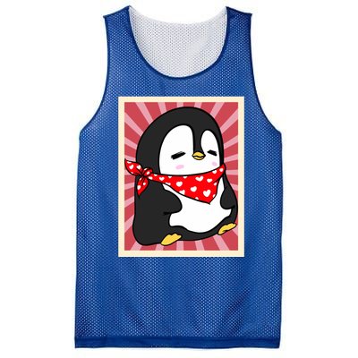 Funny Penguin Lovers Poster Style Heart Valentines Day Love Funny Gift Mesh Reversible Basketball Jersey Tank