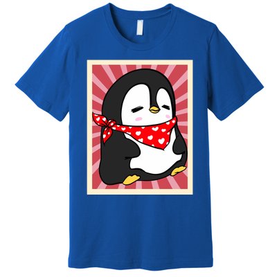 Funny Penguin Lovers Poster Style Heart Valentines Day Love Funny Gift Premium T-Shirt