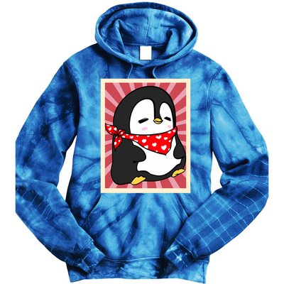 Funny Penguin Lovers Poster Style Heart Valentines Day Love Funny Gift Tie Dye Hoodie