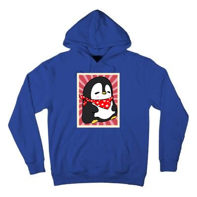 Funny Penguin Lovers Poster Style Heart Valentines Day Love Funny Gift Tall Hoodie