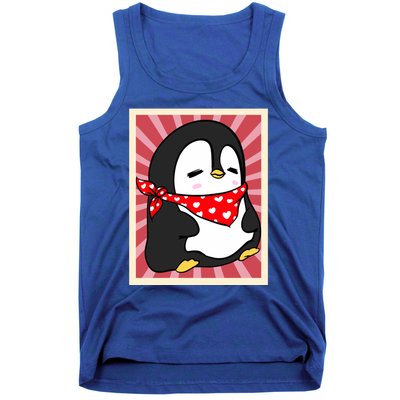 Funny Penguin Lovers Poster Style Heart Valentines Day Love Funny Gift Tank Top