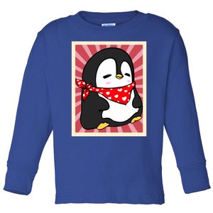 Funny Penguin Lovers Poster Style Heart Valentines Day Love Funny Gift Toddler Long Sleeve Shirt