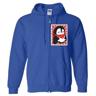 Funny Penguin Lovers Poster Style Heart Valentines Day Love Funny Gift Full Zip Hoodie