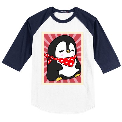 Funny Penguin Lovers Poster Style Heart Valentines Day Love Funny Gift Baseball Sleeve Shirt