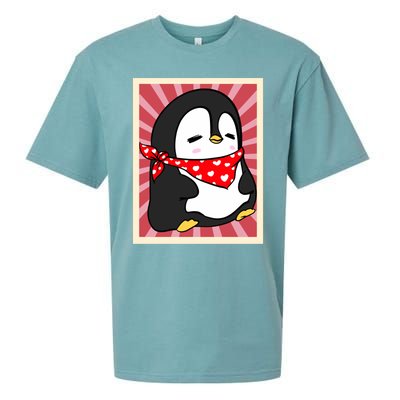 Funny Penguin Lovers Poster Style Heart Valentines Day Love Funny Gift Sueded Cloud Jersey T-Shirt