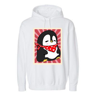 Funny Penguin Lovers Poster Style Heart Valentines Day Love Funny Gift Garment-Dyed Fleece Hoodie