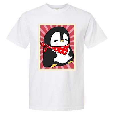 Funny Penguin Lovers Poster Style Heart Valentines Day Love Funny Gift Garment-Dyed Heavyweight T-Shirt