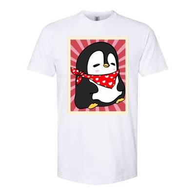 Funny Penguin Lovers Poster Style Heart Valentines Day Love Funny Gift Softstyle CVC T-Shirt