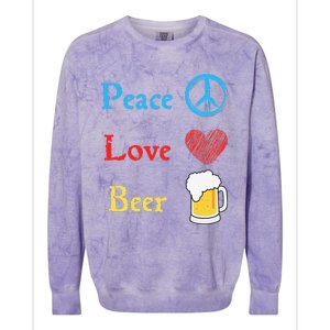 Funny Peace Love Beer Colorblast Crewneck Sweatshirt