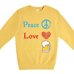 Funny Peace Love Beer Premium Crewneck Sweatshirt