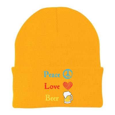 Funny Peace Love Beer Knit Cap Winter Beanie