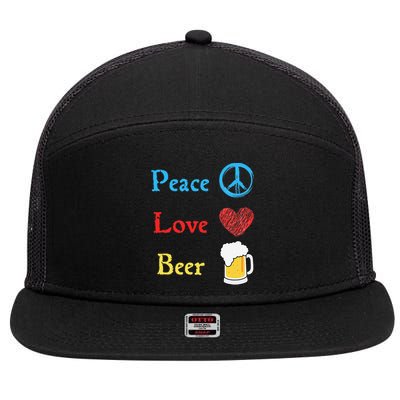 Funny Peace Love Beer 7 Panel Mesh Trucker Snapback Hat