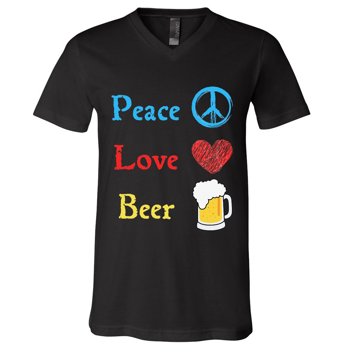 Funny Peace Love Beer V-Neck T-Shirt