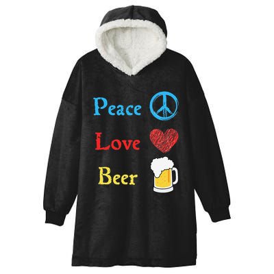Funny Peace Love Beer Hooded Wearable Blanket