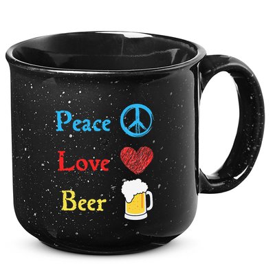 Funny Peace Love Beer 15oz Campfire Ceramic Mug