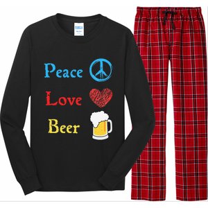 Funny Peace Love Beer Long Sleeve Pajama Set