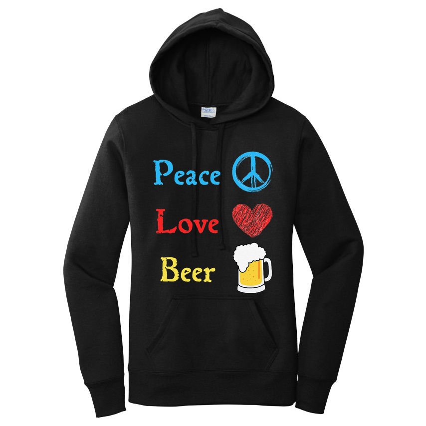 Funny Peace Love Beer Women's Pullover Hoodie