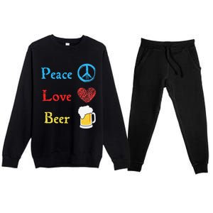 Funny Peace Love Beer Premium Crewneck Sweatsuit Set