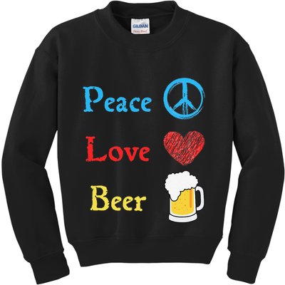 Funny Peace Love Beer Kids Sweatshirt