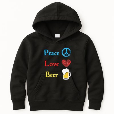 Funny Peace Love Beer Kids Hoodie