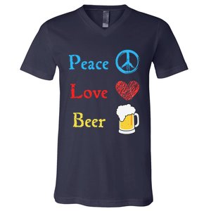 Funny Peace Love Beer V-Neck T-Shirt