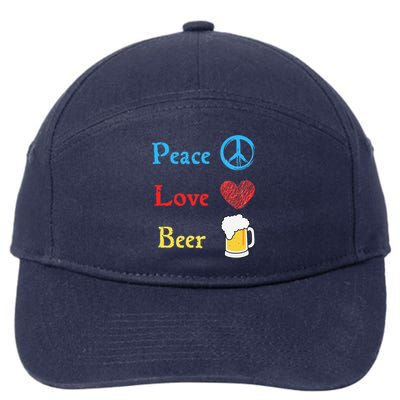 Funny Peace Love Beer 7-Panel Snapback Hat