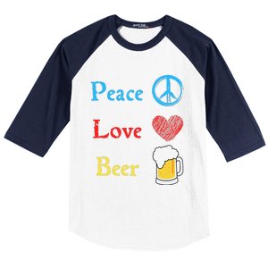 Funny Peace Love Beer Baseball Sleeve Shirt