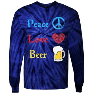 Funny Peace Love Beer Tie-Dye Long Sleeve Shirt