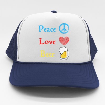 Funny Peace Love Beer Trucker Hat