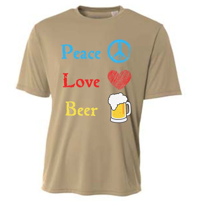 Funny Peace Love Beer Cooling Performance Crew T-Shirt