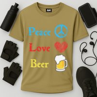Funny Peace Love Beer Cooling Performance Crew T-Shirt