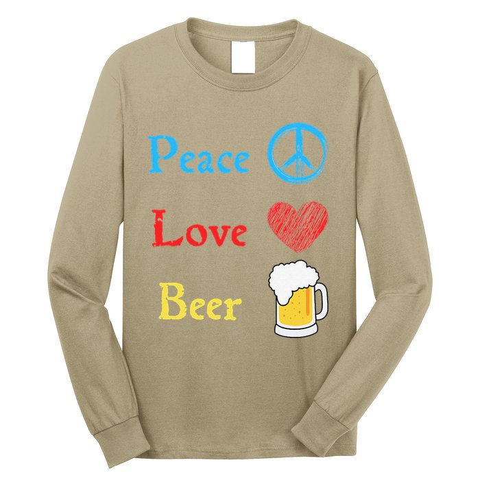 Funny Peace Love Beer Long Sleeve Shirt