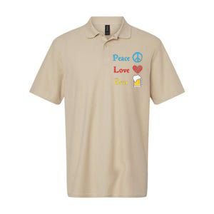 Funny Peace Love Beer Softstyle Adult Sport Polo