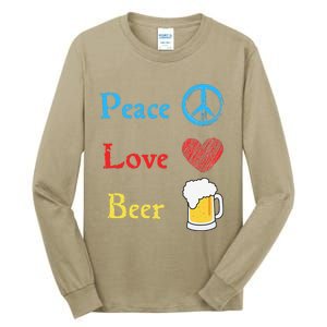 Funny Peace Love Beer Tall Long Sleeve T-Shirt