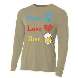 Funny Peace Love Beer Cooling Performance Long Sleeve Crew