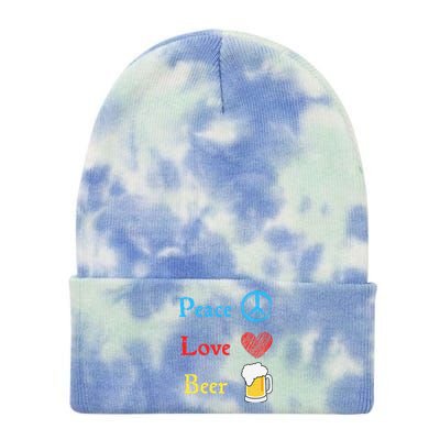 Funny Peace Love Beer Tie Dye 12in Knit Beanie