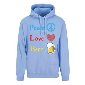 Funny Peace Love Beer Unisex Surf Hoodie