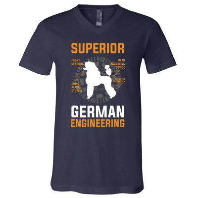 Funny Poodle Lover Tees Superior German Engineering V-Neck T-Shirt