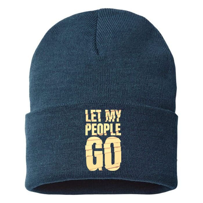 Funny Passover Let My People Go Jewish Seder Family Sustainable Knit Beanie