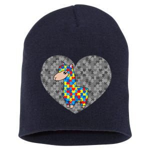 Funny Puzzle Llama Autism Awareness Day Short Acrylic Beanie